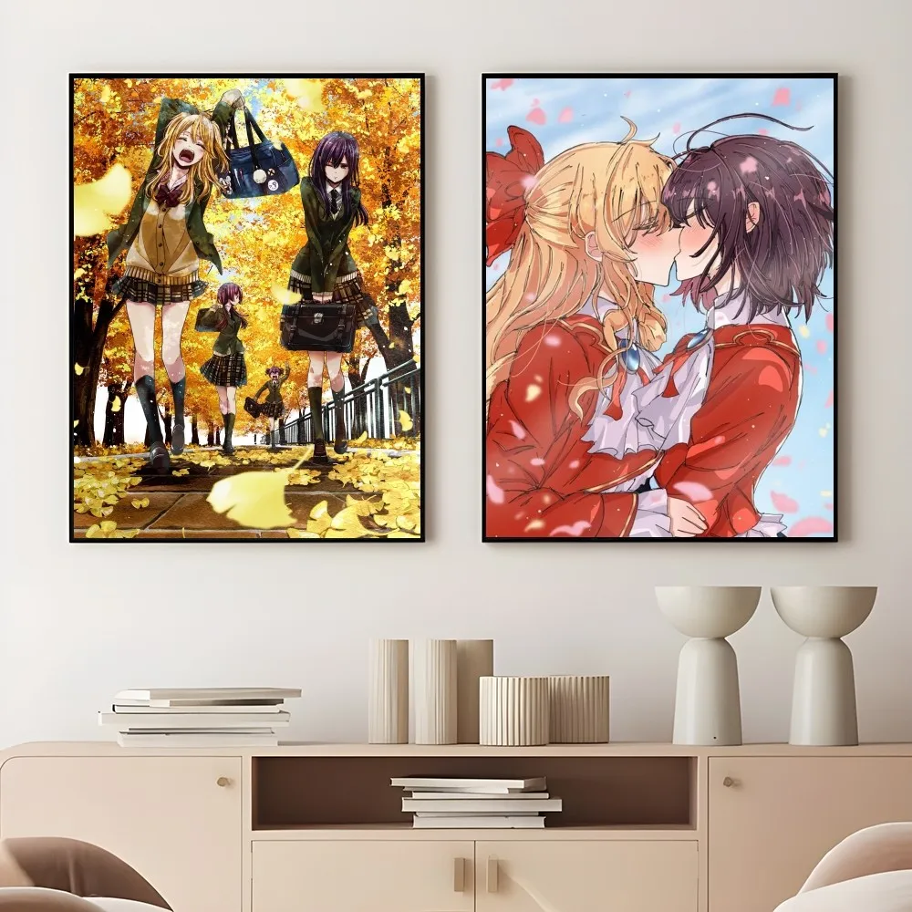 Yuri Citrus Anime TV Girl Love Poster Sticky Wall Art Printing Waterproof Home Living Bed Room Bar Aesthetic Decor