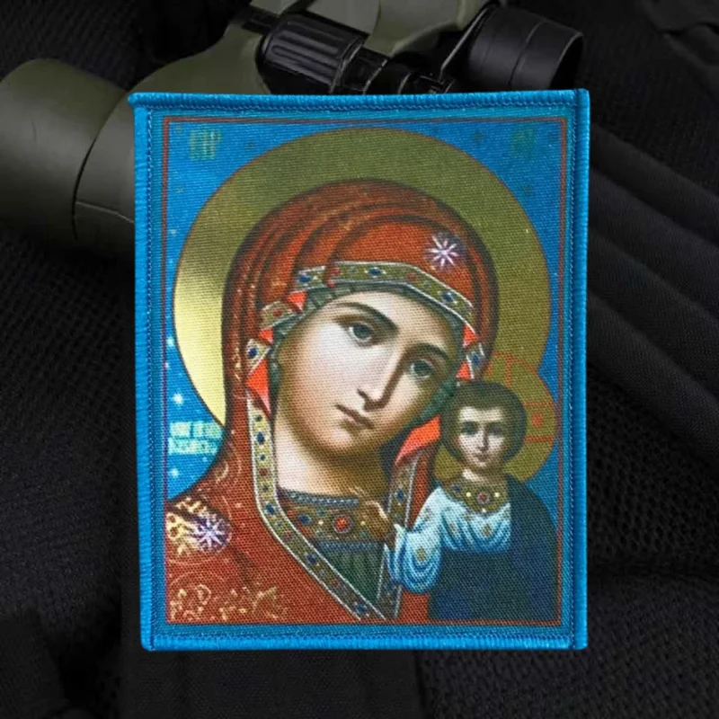 Parche militar gancho y bucle Jesús y Virgen para mochila - imagen 4