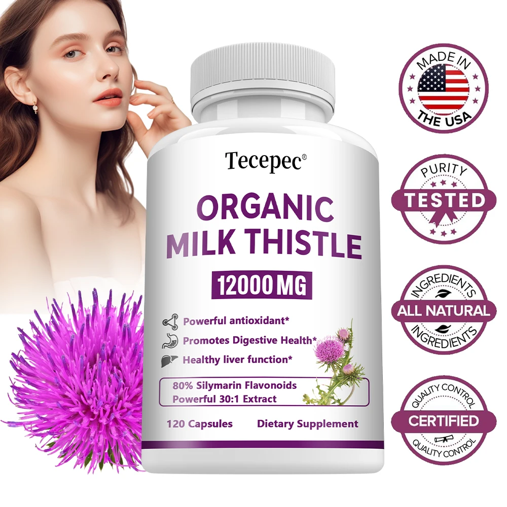 Milk Thistle Extract Capsules, Natural Antioxidant Herbal Nutritional Supplement, Supports Detoxification, Daily Liver Wellness