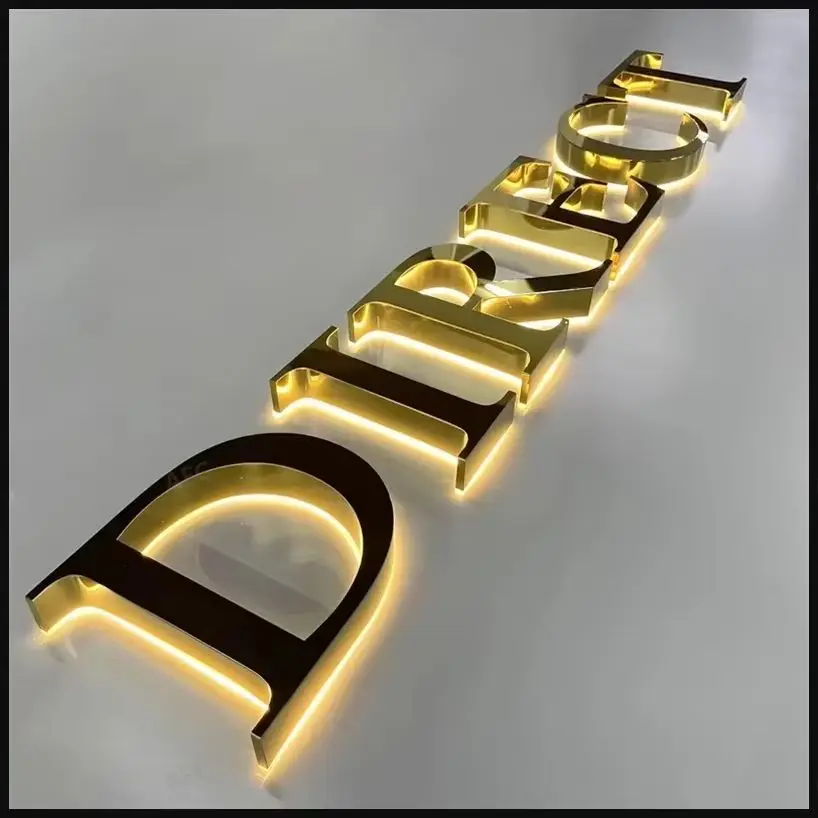 Custom Metal LED Sign Stainless Steel Luminous Lettering Outdoor Indoor Company Store Sign, 10cm Word Height, Wall Decoration Li