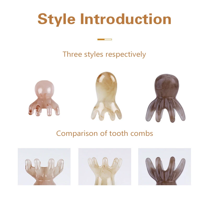 

Смола расческа-осьминог, массажер для головы, широкий зуб, меридиан, соскабливание, щетка для кожи головы, иглоукалывание, спа, Гуа Ша, здоровье, инструмент для глубокого массажа