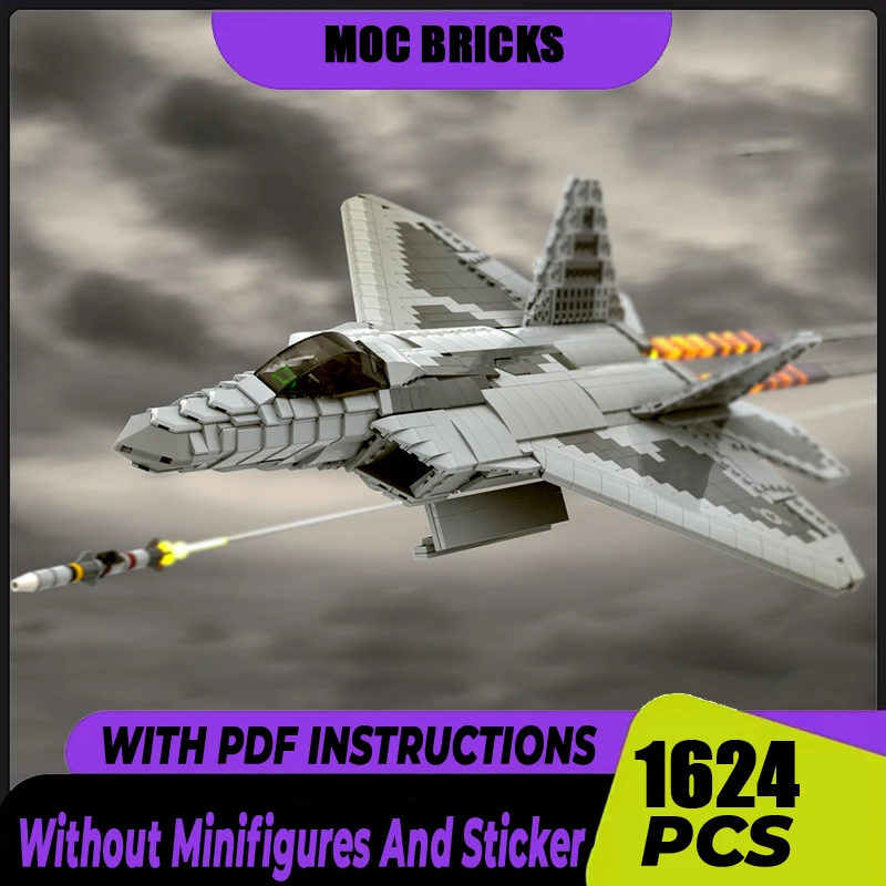 

Military Series Model Moc Building Blocks 1:35 Scale F-22 Raptor Fighter Model Technology Brick Construction Assembly Toy Gifts