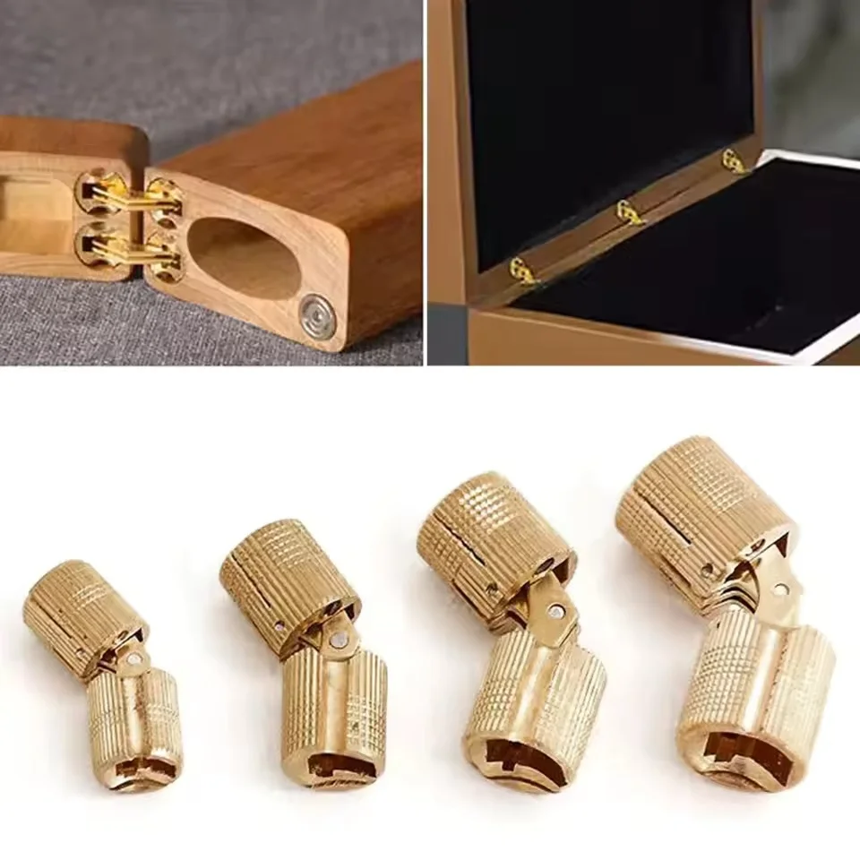 Kupfer-Messing-Möbelscharniere, 8–18 mm, zylindrisch, versteckter Schrank, verdeckte unsichtbare Türscharniere für Hardware-Geschenkbox