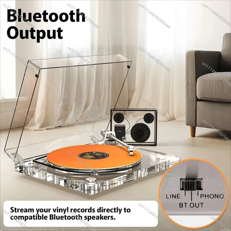 For Creative Ice Crystal Transparent Iron 3-angle Stylus Vinyl Boutique Singing Speed Adjustment Record Player Independent