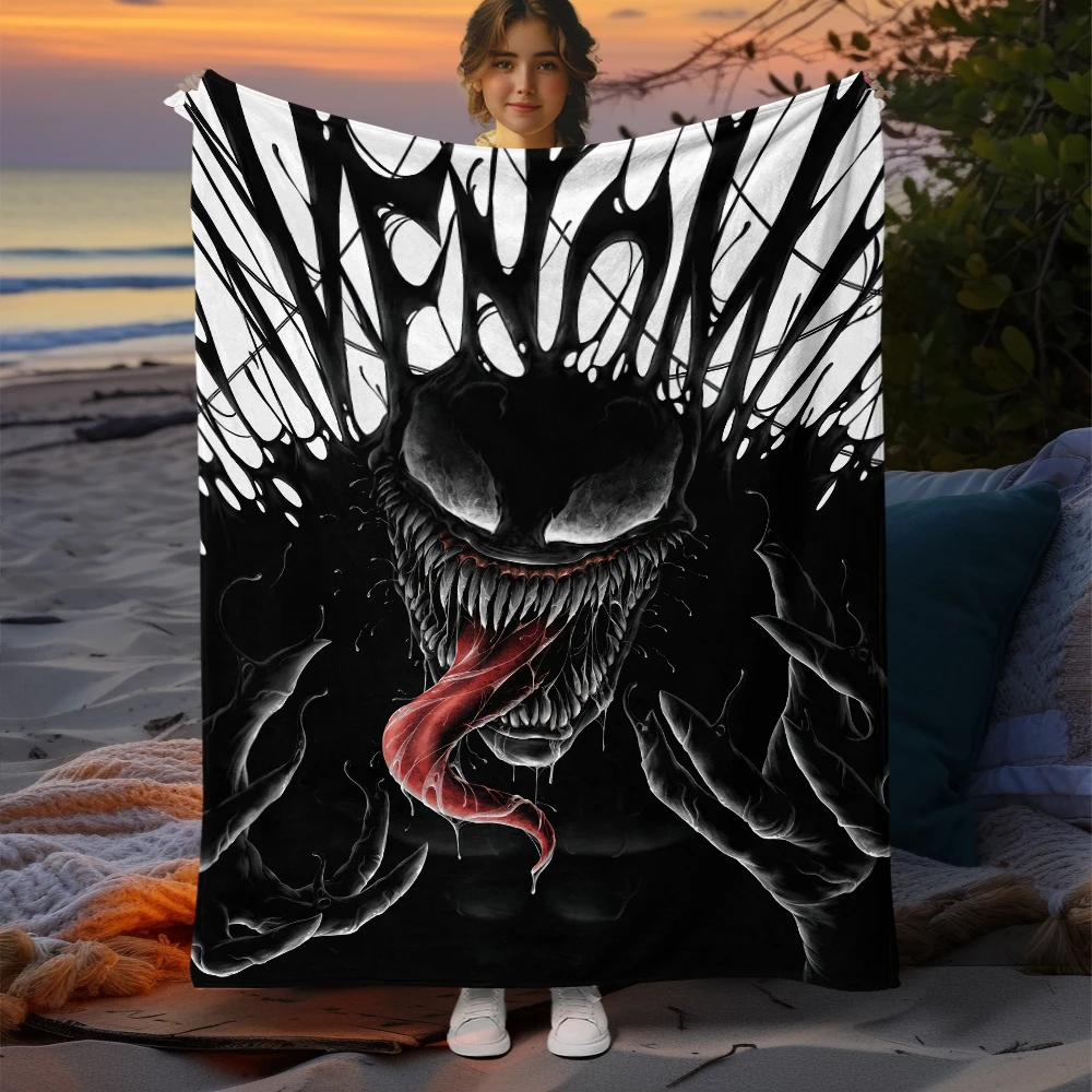 Film Venom Printed Soft Warm Flannel Throw Blanket.Office cape,Camping,Outdoors,Bedroom,Picnic,Bed sheet,Sofa,Airplane Blankets.