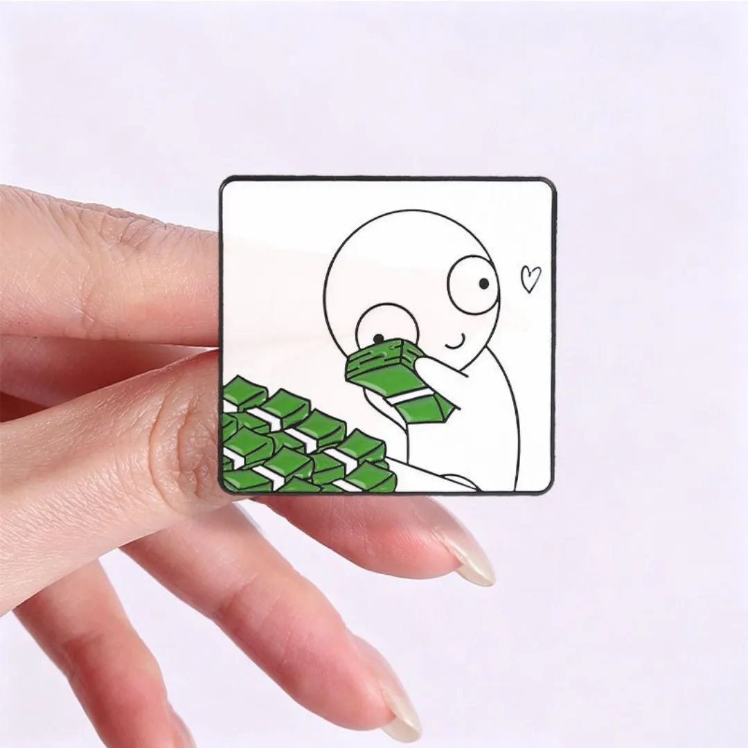 Rich Banknote Boy Enamel Badge Cartoon Creative  Lapel Pin Held Sad Crying Character Metal Brooch Clothing Pins Accessory Gift