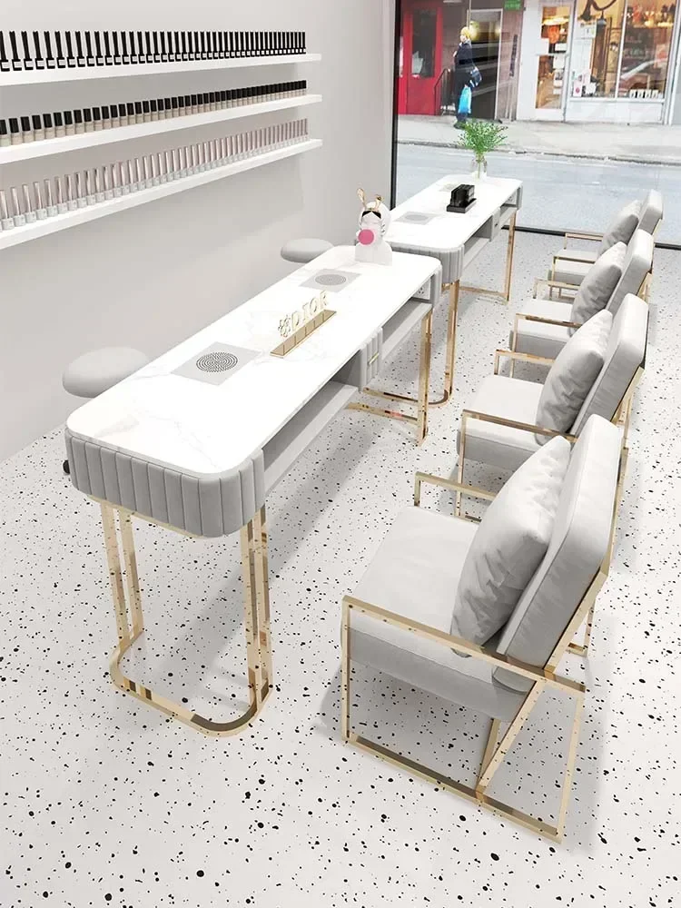 

Vacuum cleaner manicure table and chair set, single, double, three person manicure table, complete set of rock board manicure Ho