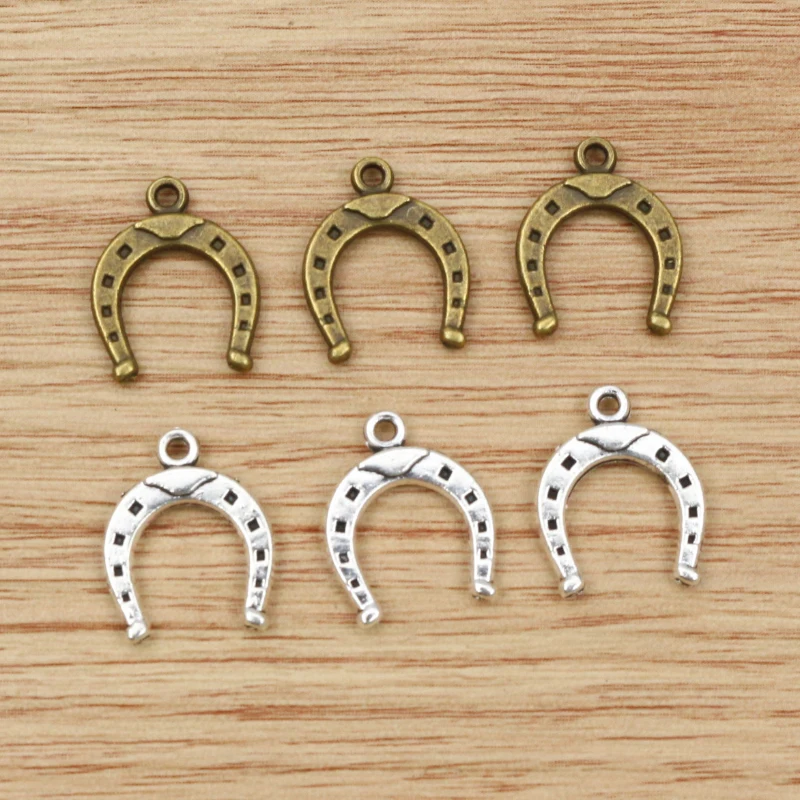 30pcs 16x13mm Lucky Horseshoe Horse Charms Antique Bronze Silver Color Plated Pendants Making DIY Handmade Tibetan Jewelry