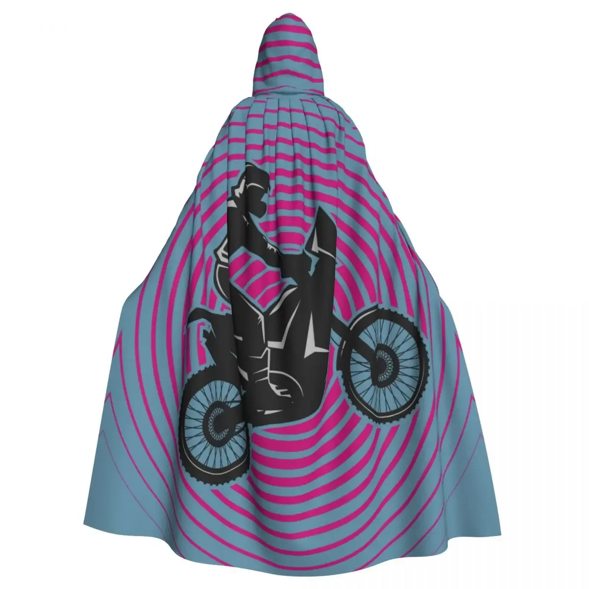 Adult Cape Hooded Motocross Abstract Circle Bike Medieval Costume Witch Wicca Vampire Elf Purim Carnival Party