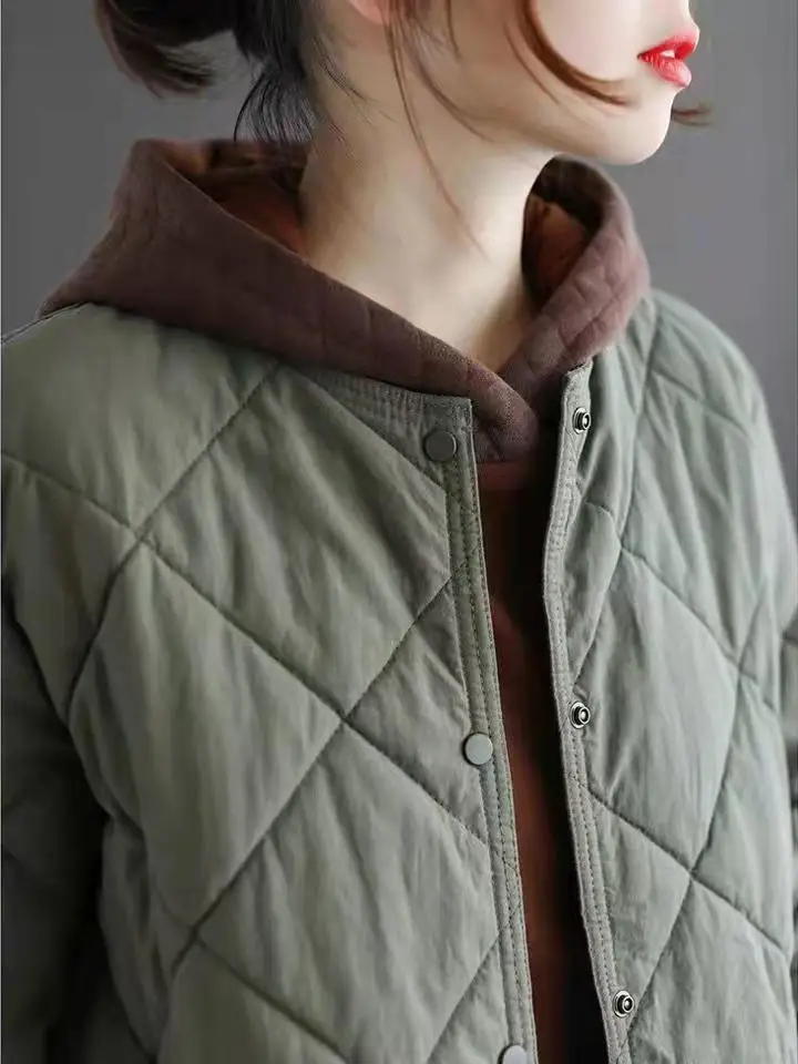정품 겨울 신상 슬림 경량 퀼팅 코튼 재킷 레트로 캐주얼 레트로 코튼 의류 또는 아우터웨어 코트