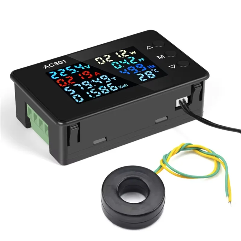 

JHD AC301 Digital Voltmeter Ammeter Voltage Frequency Electricity Meter Panel Temperature Power Tester