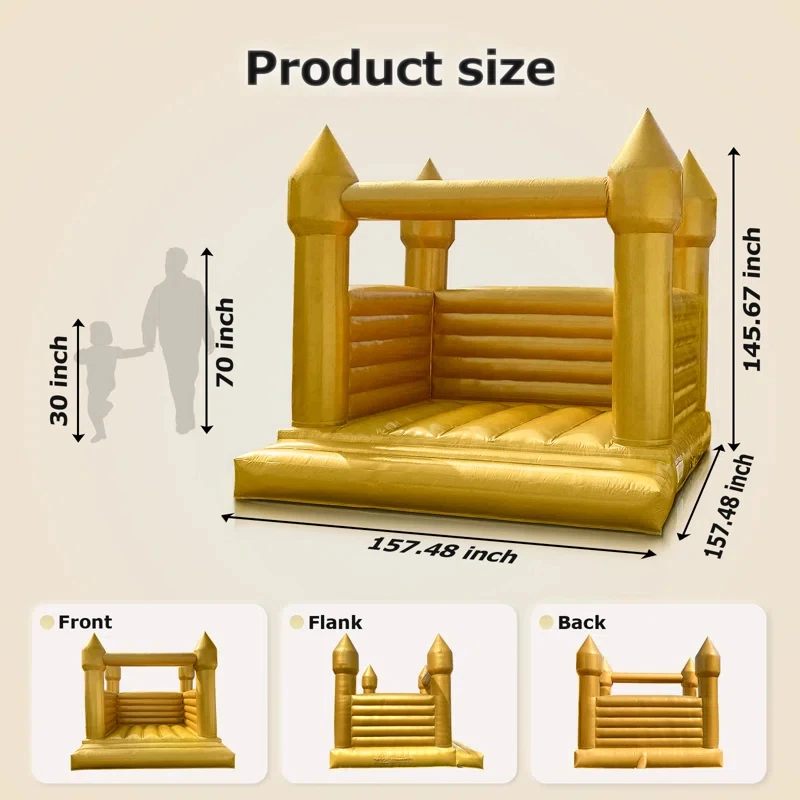 4M 골든 바운스 하우스 프리미엄 PVC 방수포 인플레이터블 바운서 결혼식 및 어린이 파티용 재미있고 내구성 있는 점핑 캐슬