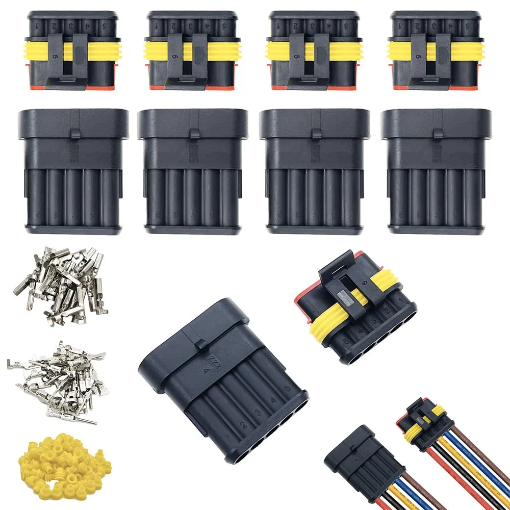 5er-Set 5-Pin-Steckverbinder Elektrische Schnellverbindungen 5-Draht-Steckverbinder Wasserdichte Anschlussklemmen Stecker-Kit – Detail 1