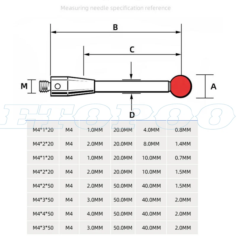 CMM Touch Probe M4 Thread Probe الصلب السيراميك لأداة قياس آلة التفريغ الكهربائي