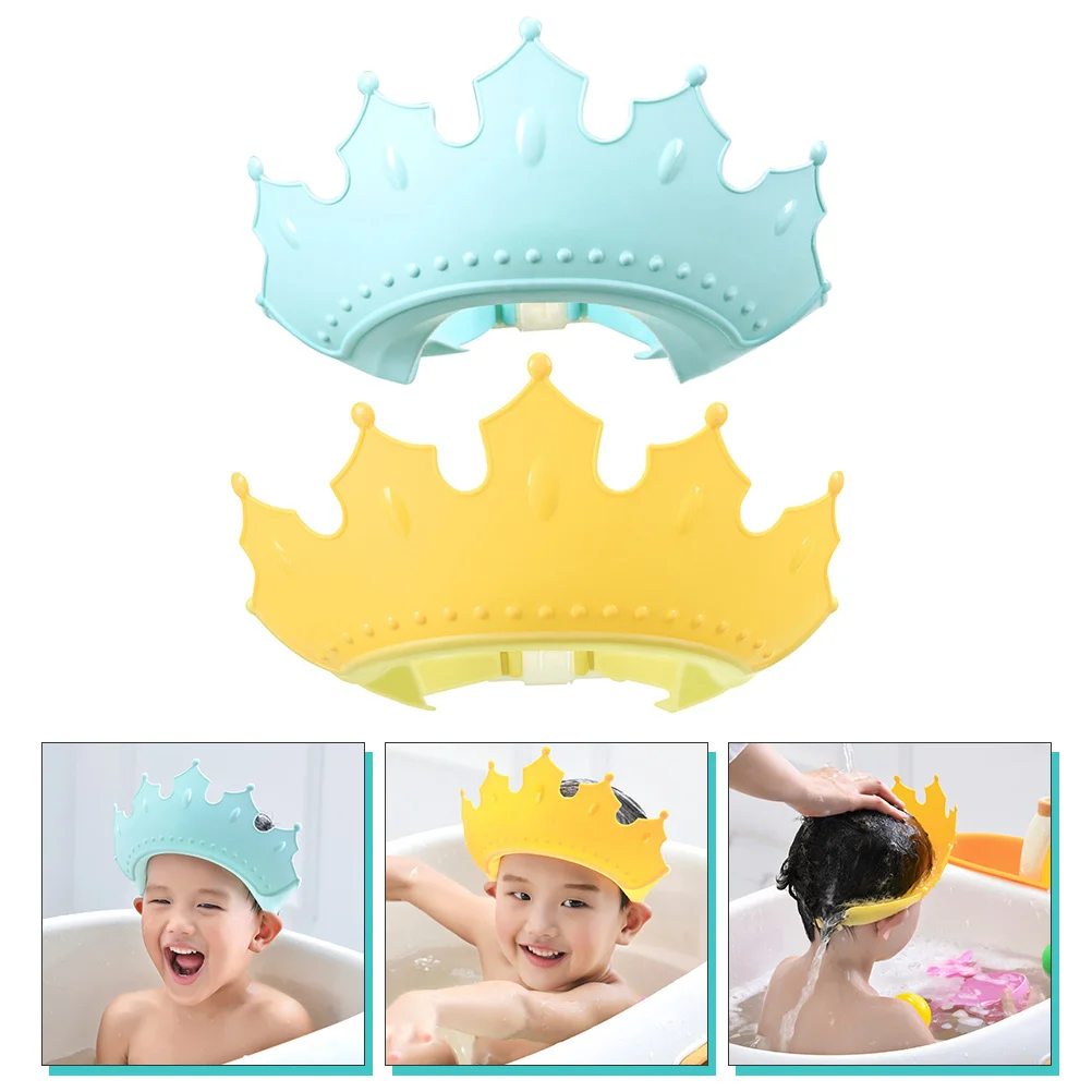 

2Pcs Waterproof Baby Shampoo Hats Silicone Kids Bathing Hats Adjustable Strap Baby Shower Head Protection Bath Supplies