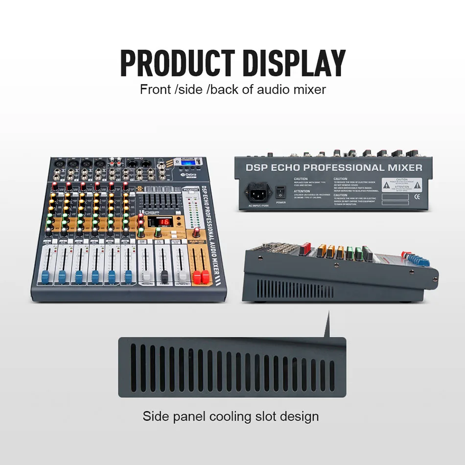 Console DJ professionale a 8 canali DSP EFX Audio con cancellazione del rumore per Karaoke Pro Mixer alimentato dal suono Mixer di schede audio audio