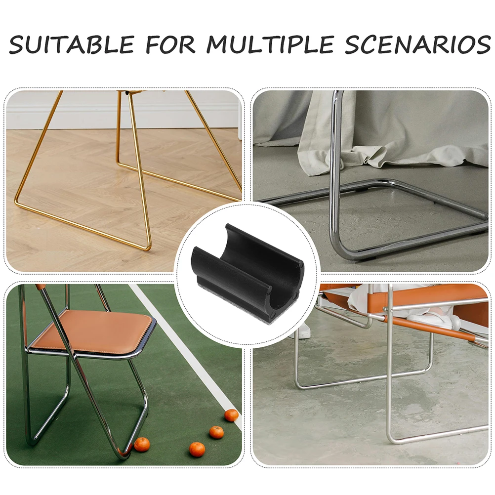 5個 22mm ブラック + フェルト U字型フリップエッジ椅子脚プロテクター 滑り止め 再利用可能 静音 耐摩耗性 フロアプロテクター、家具