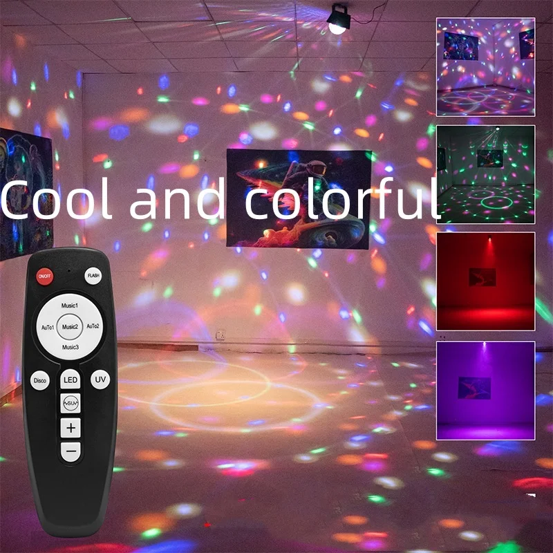 Sound Activated LED Stage Disco Light Rotating DJ Ball With Remote Control Color Party Atmosphere Lamp for Home KTV Bar Xmas