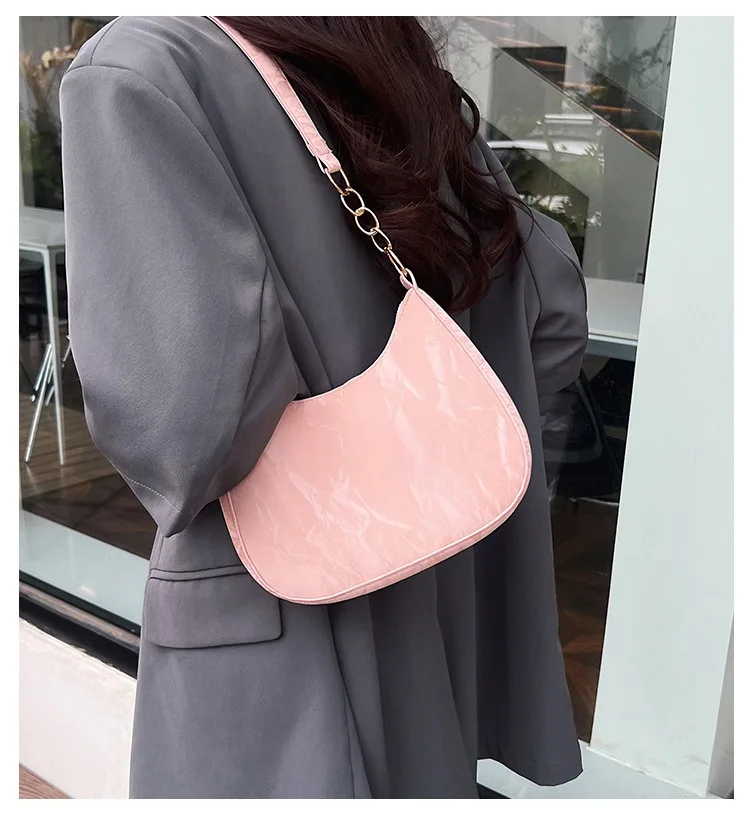 

‌2025 Trendy Solid Color Crescent Bag - Women's Niche Shoulder Purse Minimalist Commuter Underarm Bag‌