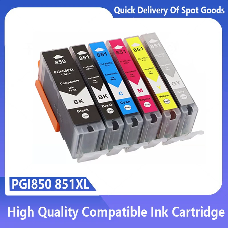 

PGI-850 CLI-851 Compatible Ink Cartridge for Canon PGI850 CLI851 PIXMA MG7580 IP7280 IP8780 MX728 MX928 IX6780 IX6880 Printer