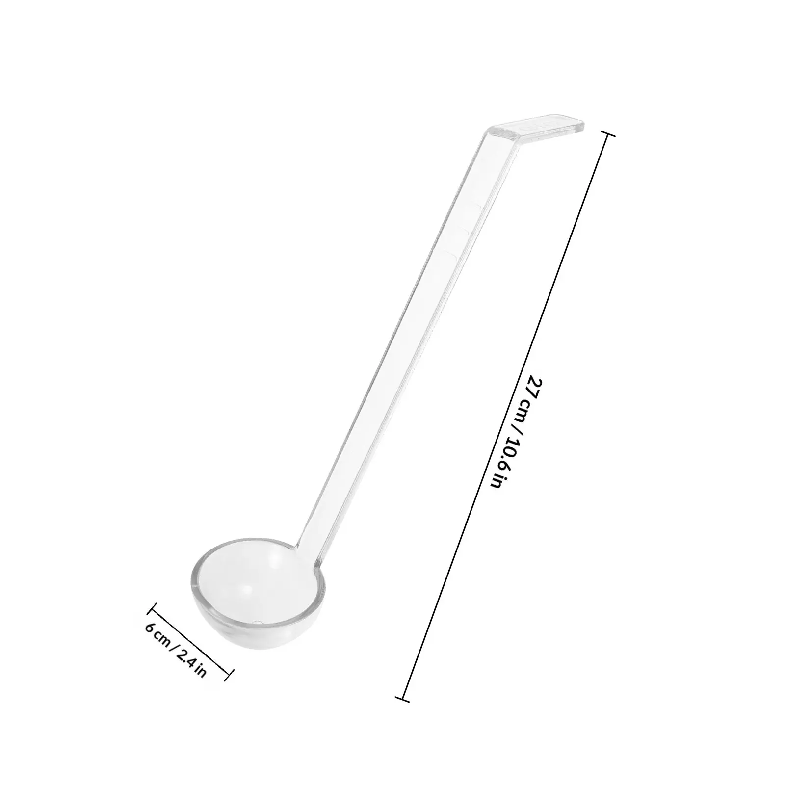 Long Handle Clear PC Serving Spoon with Bent Tail – for Buffet, Sauce, Soup, Gravy & Ramen