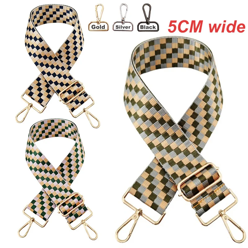 

5CM Wide Chessboard Pattern Diy Single Shoulder Crossbody Strap Adjustable Jacquard Pattern Bag Strap