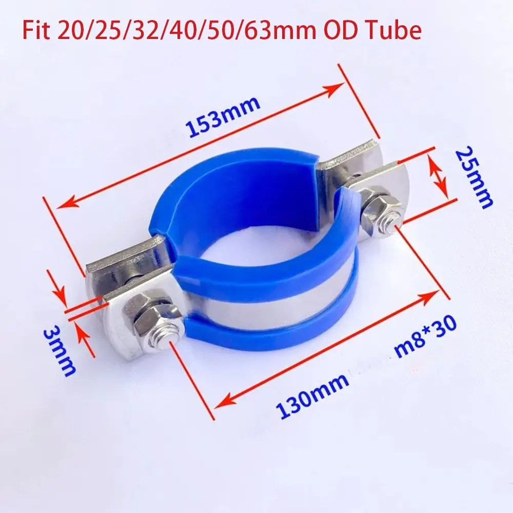 Fascetta stringitubo rotonda 20/25/32/40/50/63mm PPR/PVC Dado Cerchio Tubo dell'acqua Fissaggio per tubi del gas Dado in gomma in acciaio al carbonio Supporto per tubi a cerchio
