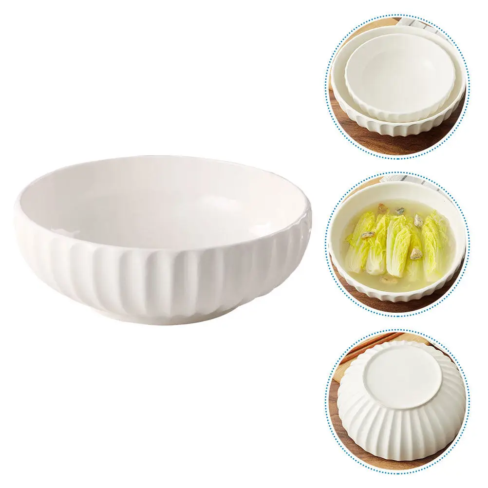 1Pcs Thick-Wall Ceramic Soup Basin for Soup Noodles Dough Food Storage Home Kitchen Restaurant Hotel Use Smooth Surface Dishware