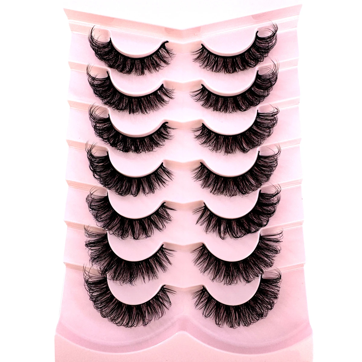 5/7 Paar russische Streifenwimpern, flauschige künstliche Nerzwimpern, Wispy-Wimpern für einen natürlichen Look, dicke, voluminöse künstliche Wimpern, lockige künstliche Wimpern – Detail 7