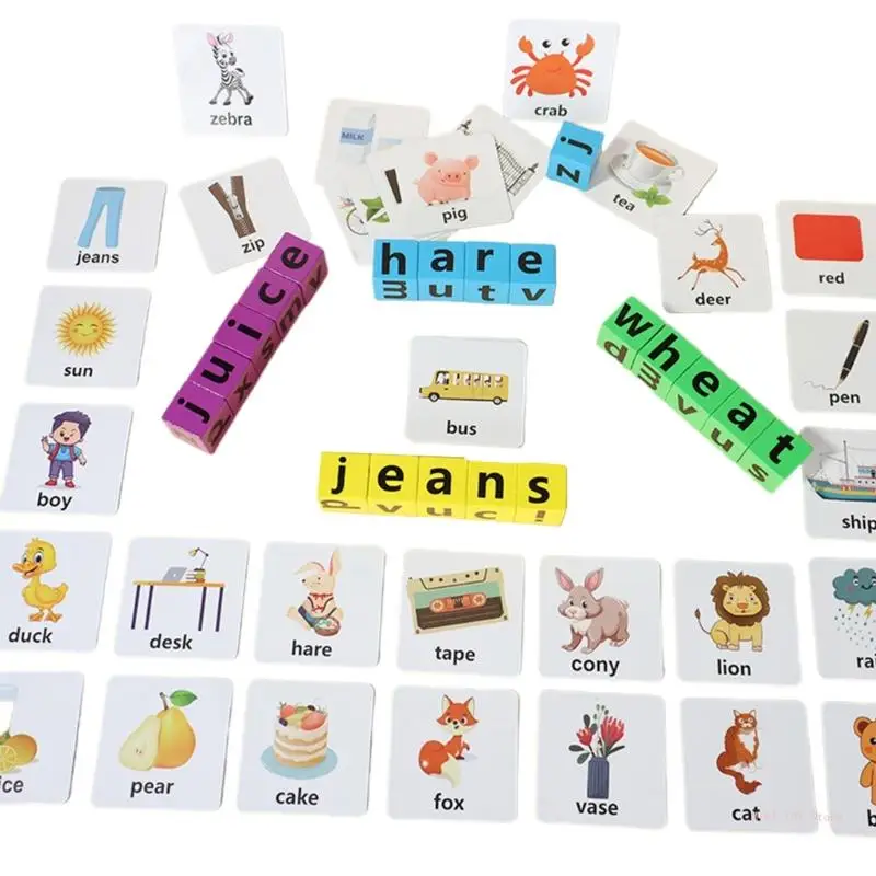 

Spelling Game Wooden Vocabulary Letters Toy with Cards Words for Children