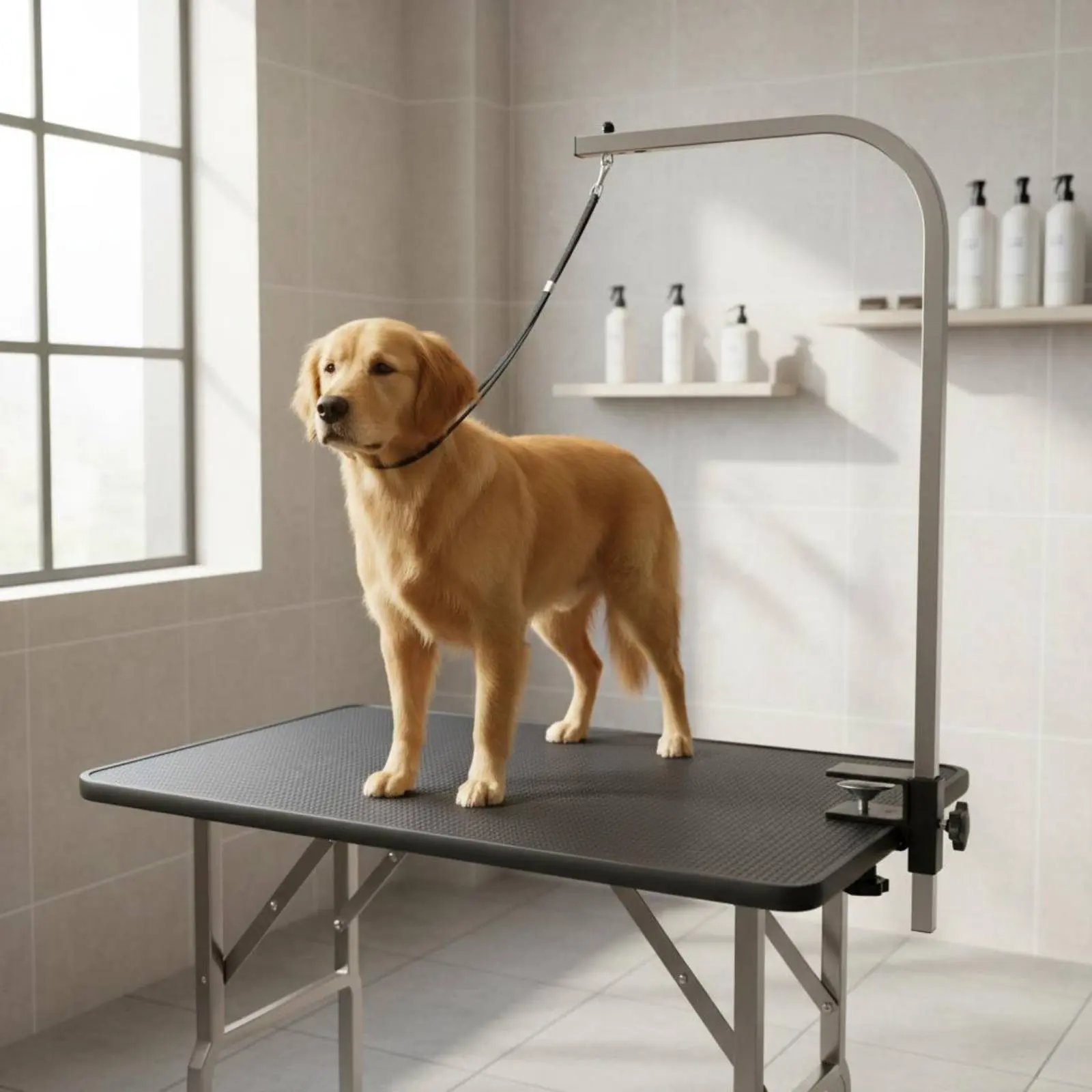 Grooming Table Loop For Felines and Dogs Dog Grooming Noose Adjustable Restraint Noose Strong Metal Fastener Full Rotation Hook