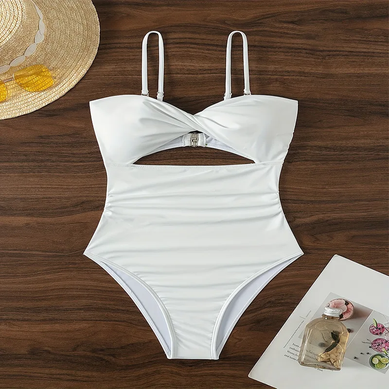 Conjunto de Bikini de una pieza para mujer, traje de baño Sexy de lujo, microtanga plisado, ropa de playa