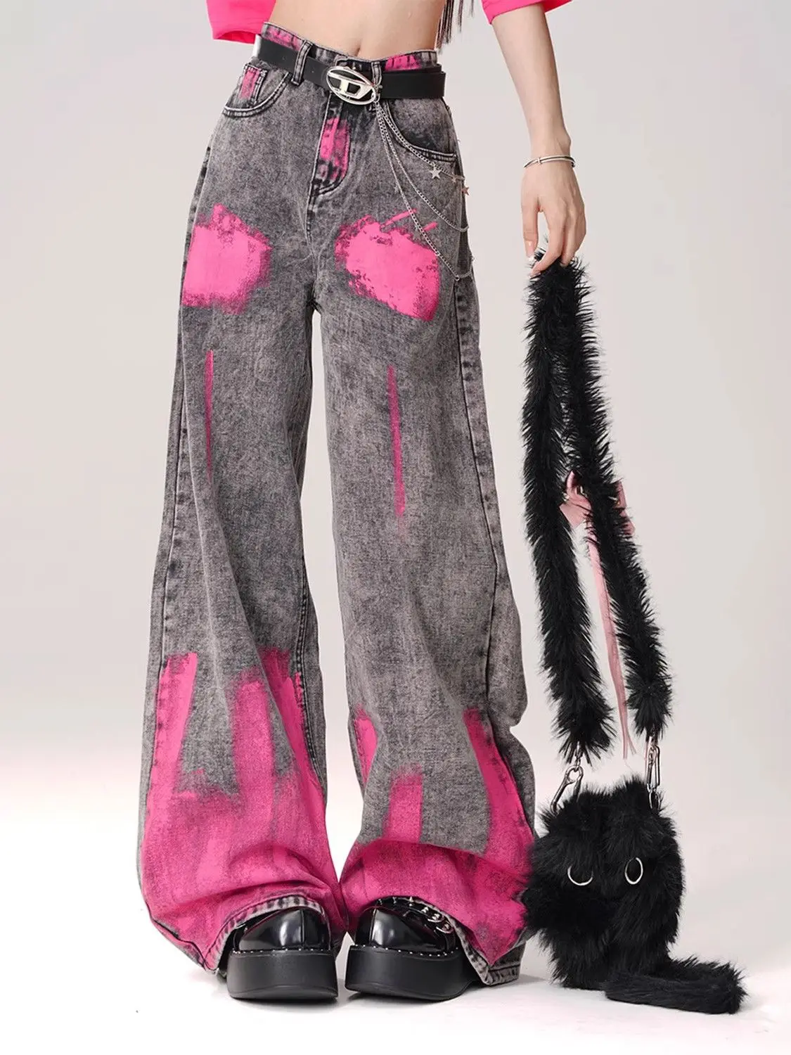 

Graffiti Wide Leg Jeans High Waist Cargo Pants Streetwear Loose Fit Effortless Drop Crotch Trousers Unisex Pneuma Pants