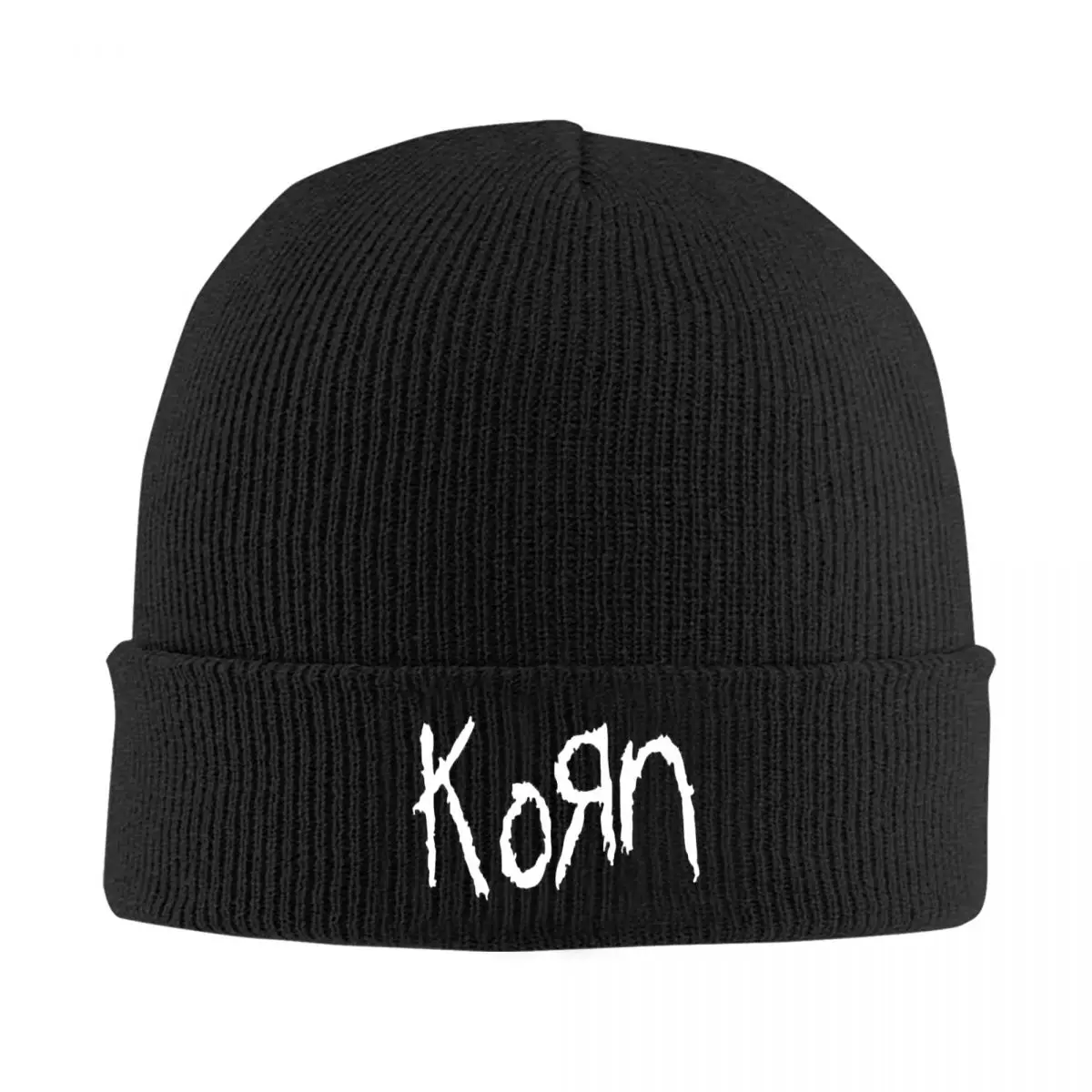 Korn Rock Band Fashionable Acrylic Knit Beanie with Ribbed Design, Warm Winter Hat for Men and Women