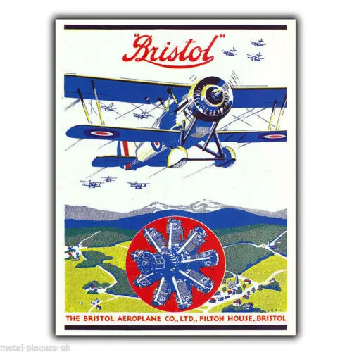Bristol Aeroplane Company - Vintage Retro Advert METAL WALL SIGN PLAQUE poster-Aluminum