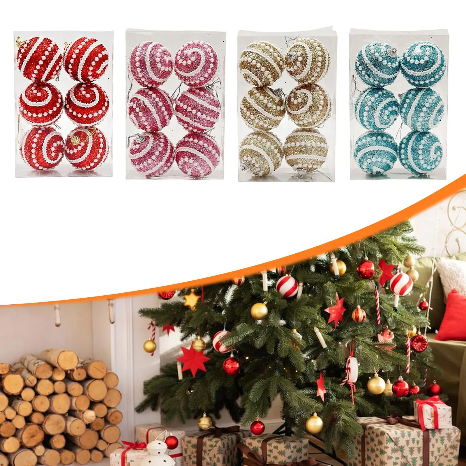 6 pçs enfeites de suspensão de natal pingentes charme bola de natal ornamentos decorativos pendurado enfeites para porta de casamento quintal varanda