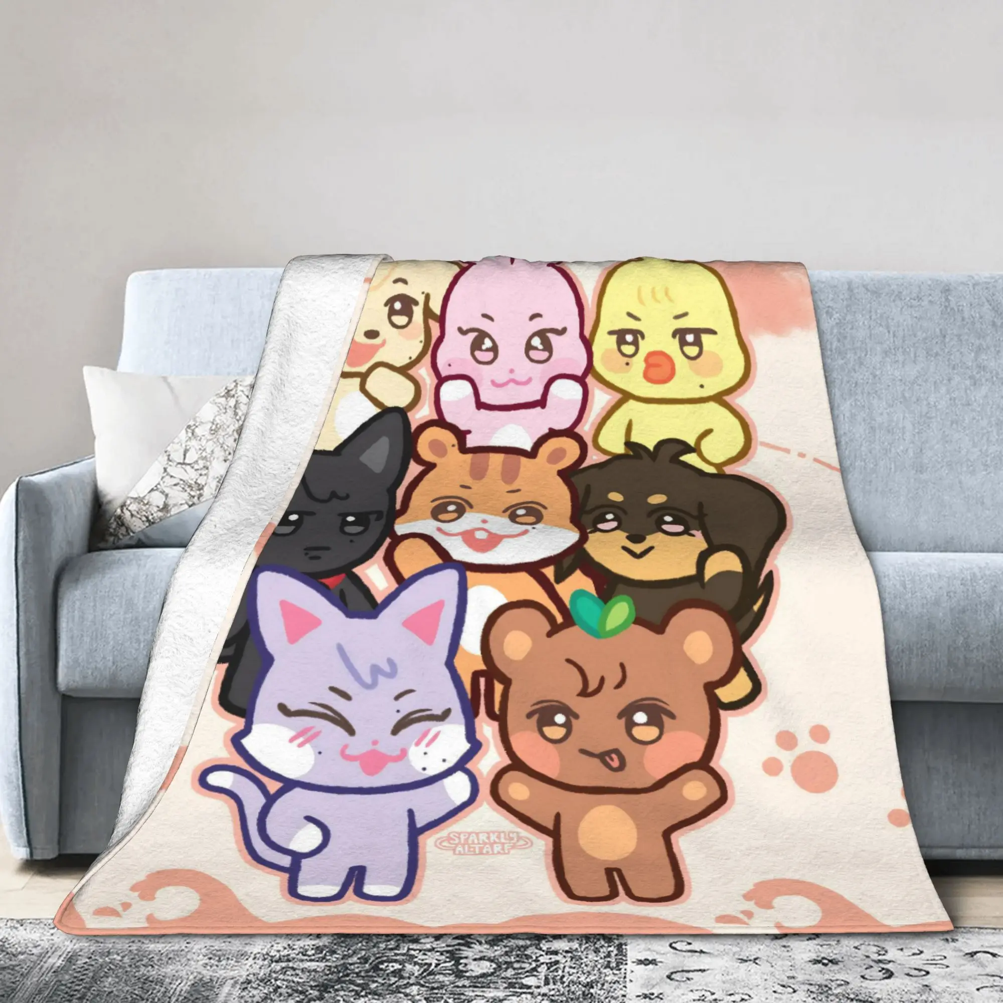 Kpop Ateezs Band Decke Qualität warme weiche Überwurfdecke Winter Kinder Wohnzimmer ästhetische Tagesdecke