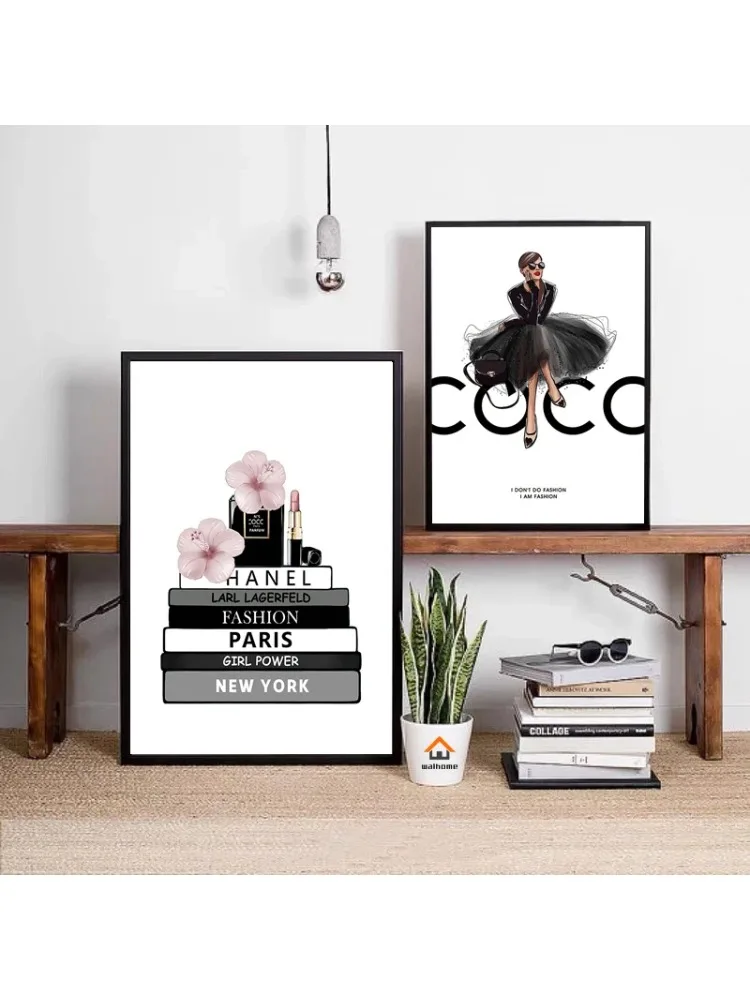 Affiche de Salon de beauté rose nordique, imprimés de parfum de mode pour femmes, peintures sur toile d'art mural pour salon moderne, décor de chambre de fille