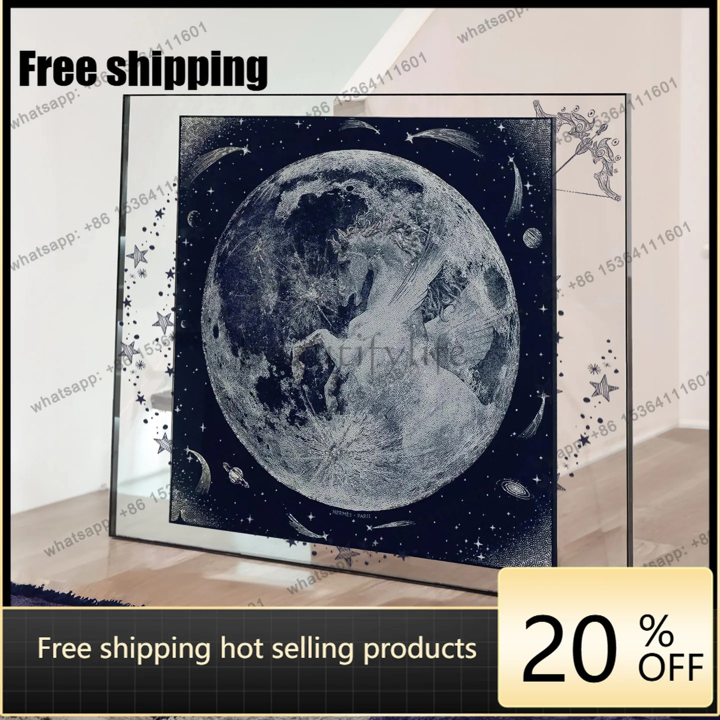 LJY silk scarf decorative painting light luxury high sense French living room sofa background wall hanging painting