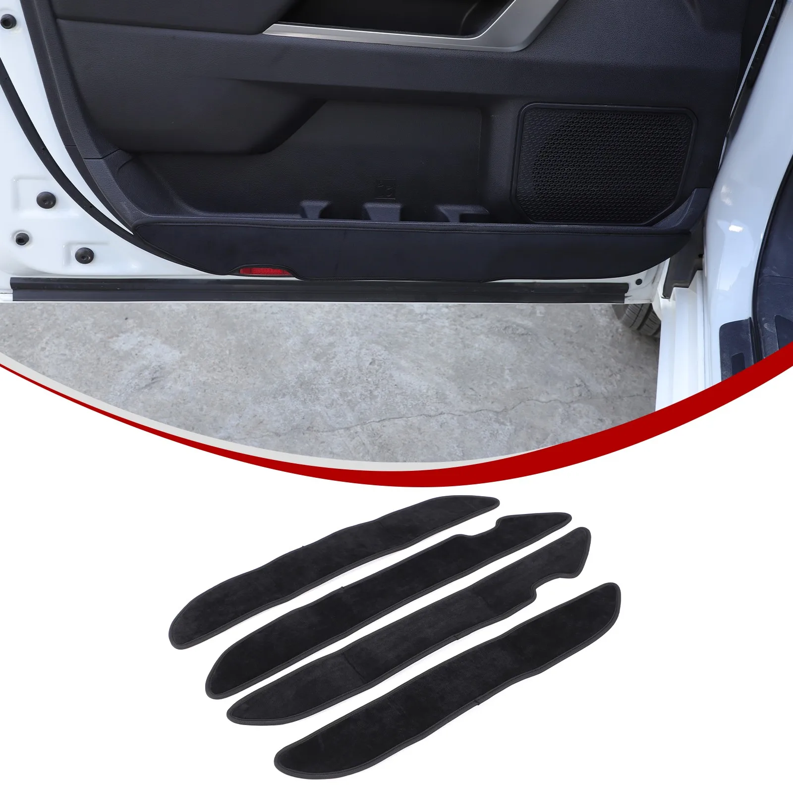 

4PCS Black Suede Car Interior Door Anti Kick Panel Pad For Toyota Tundra 2022+ Door Anti Dirty Protection Cover Accessories