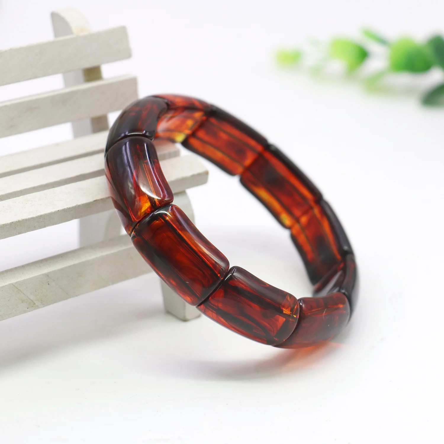 16X25mm Resin Bracelet Blood Red Elasticity Accessories Fashion Jewelry Making Design Gifts for Women Girlfriend Hand Wear