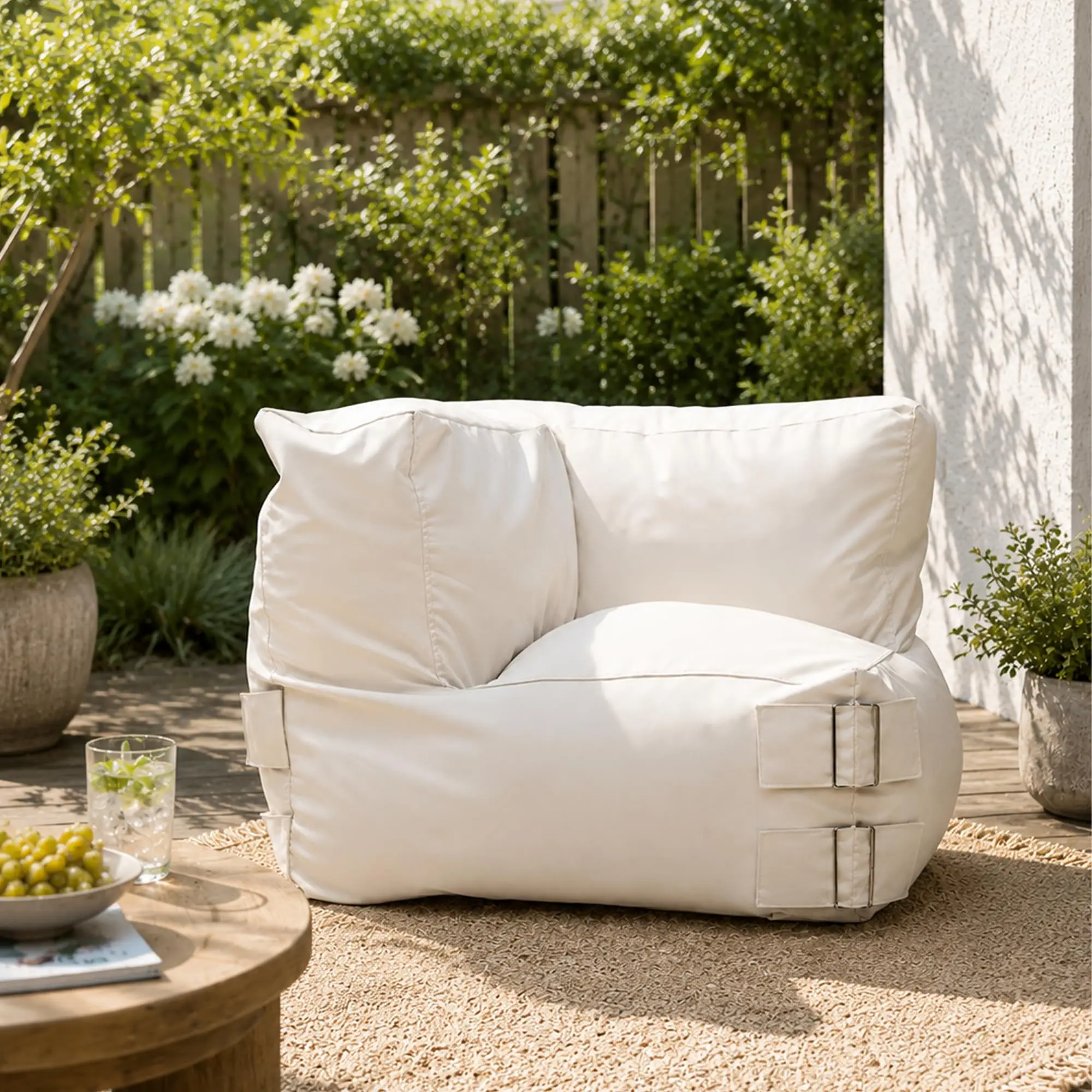 Modular Outdoor Corner Bean Bag Chair – 600D Water-Resistant Oxford, High-Density Foam, Dual-Chamber Independent