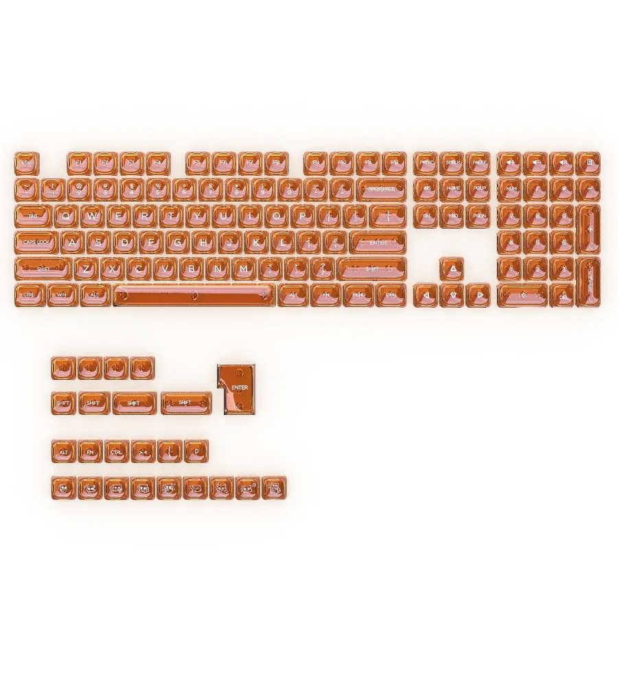 Keycap Personality Orange Transparent Keycap HOA Small Full Set of 132 Keys PC Mechanical Keyboard Full Transparency view 4