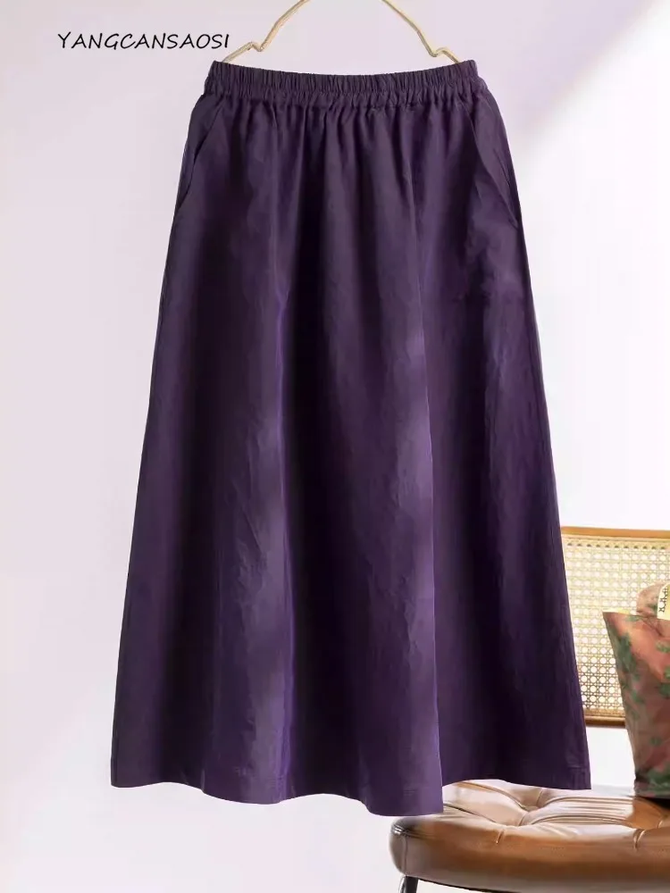 

100% Natural Mulberry Silk Skirt, Women's Fragrant Cloud Gauze Clothing, Elastic Waist Pocket Design, 2026 Spring New Style