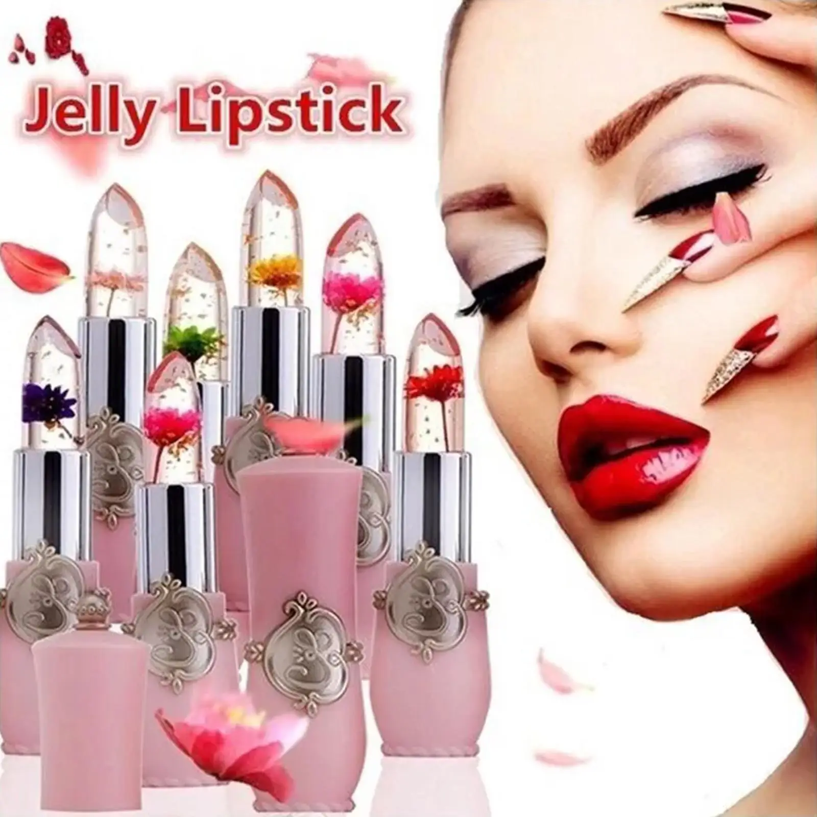 Gelee Blume Lippenstift ändern Farbe Lippen balsam transparent wasserdicht Feuchtigkeit creme Temperatur Farbwechsel Make-up Lippen balsam