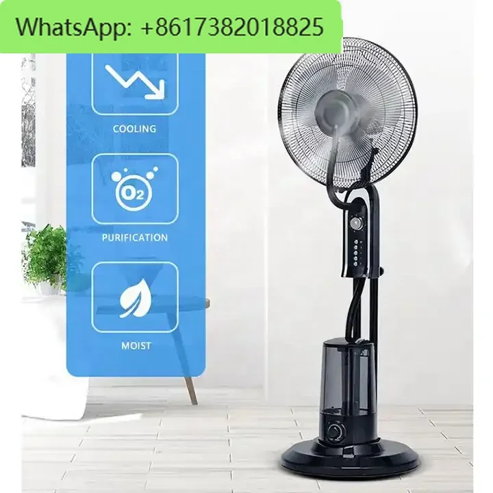 Ventilador de pulverización con llave, gran volumen de aire, disipación de calor, humidificación de alta potencia, refrigeración mecánica, ventilador eléctrico de suelo