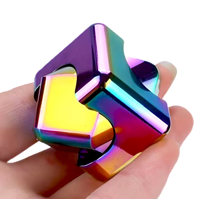 Square Magic Dice Metal Rotate Cube Fidget Spinner Anxiety Stress Relief Gifts Kids Adults Brinquedos Para Alívio Do Estresse