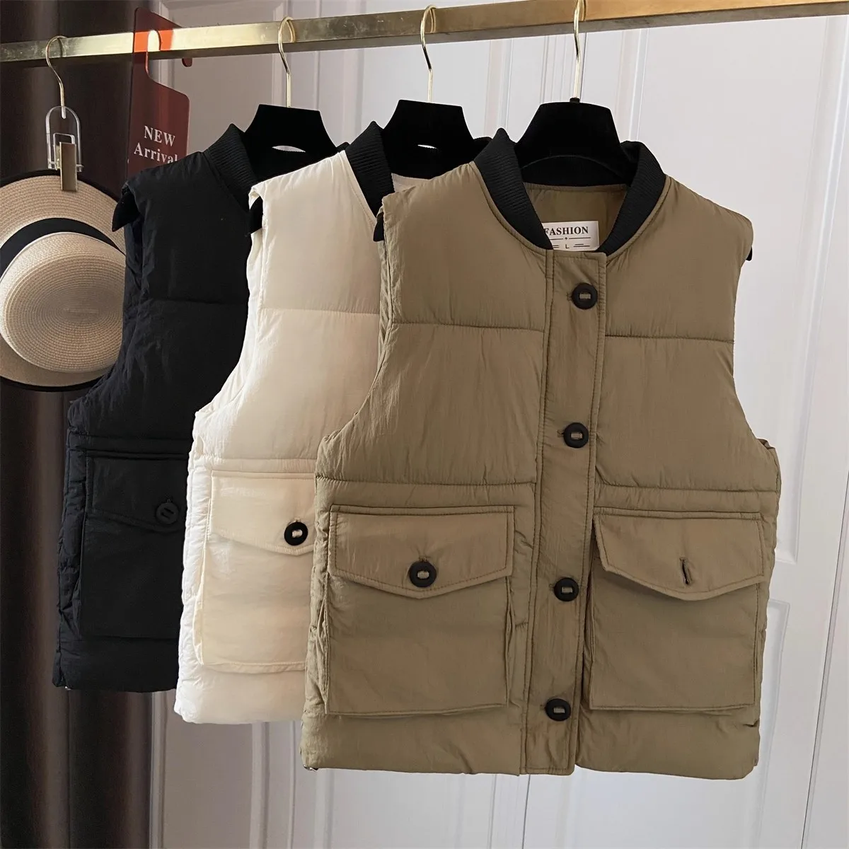 

Autumn Winter plus Size Women's down Vest Loose Fit Slimming Baseball Jaet ort Outerwear Faionable Polyester Fiber