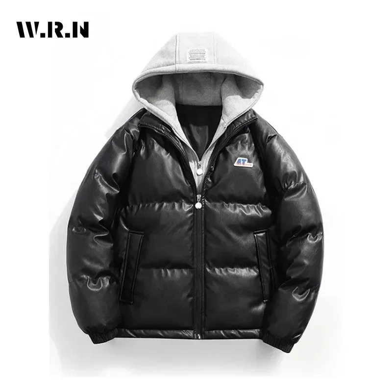 2024 Winter American Retro Style Patchwork Zipper Parkas Warm Thick Appliques Jacket Women Hooded Casual Outerwear Vintage Coat