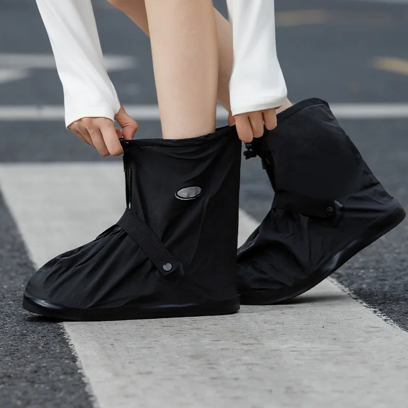 Adult Thick Mid‑Calf PVC Shoe Covers Waterproof Non‑Slip Wear‑Resistant Boot Covers Cycling Sandproof Outdoor Rainy Use